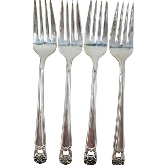 Rogers Brothers Silver Plate Eternally‎ Yours Coquette 4 Salad Forks - Picture 1 of 10